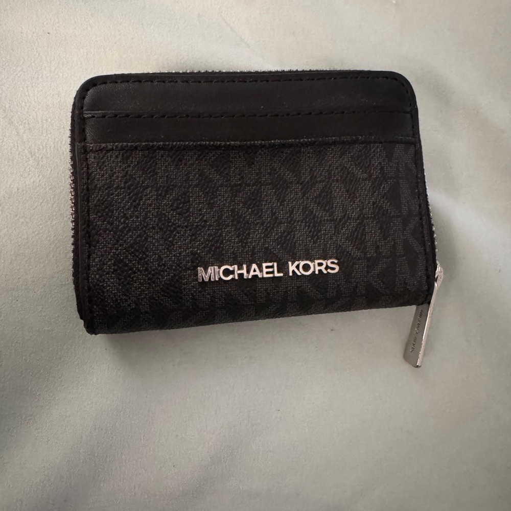 Michael Kors Black and Silver Compact Wallet